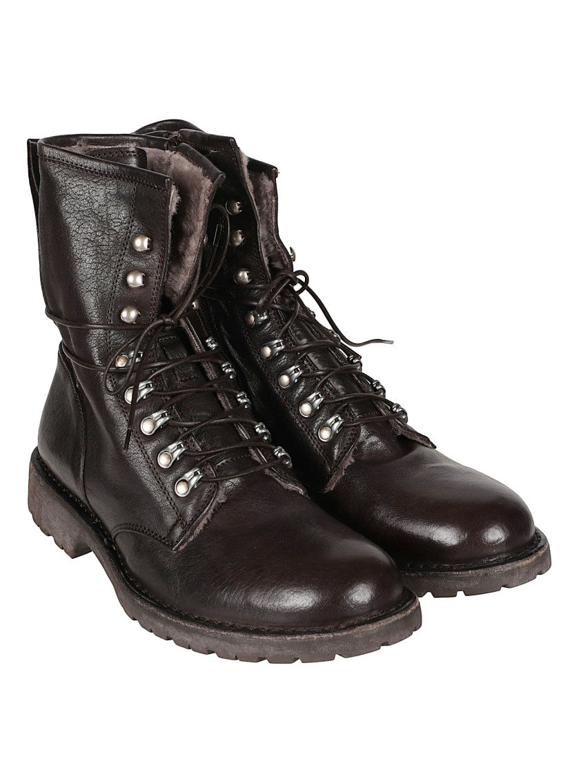 Moma Smooth Calf Leather Low Boots With Rugged Sole