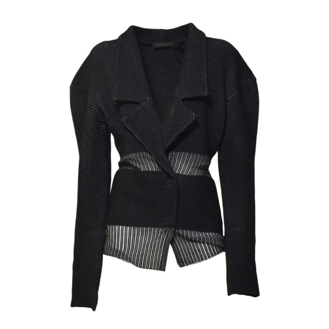 Mirco Giovannini Sleek Structured Black Jacket With Front Closure And Long Sleeves