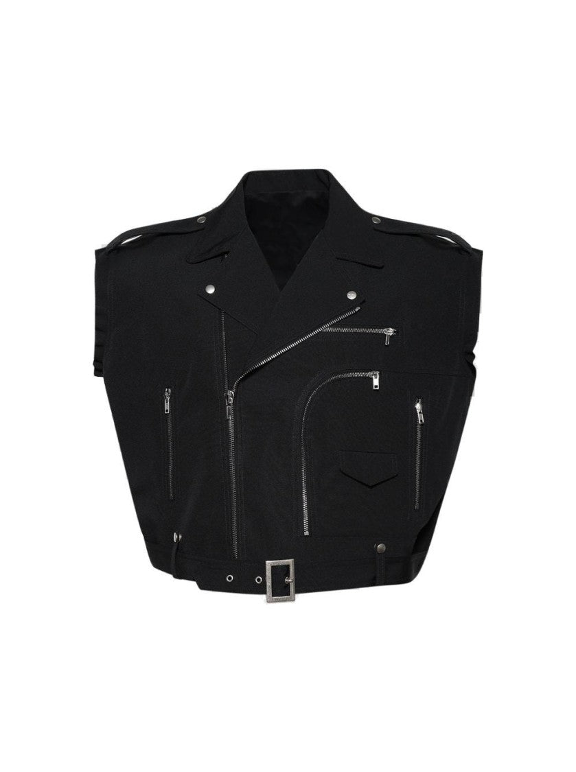 Rick Owens Cropped Jumbo Bauhaus Stooges Vest Black