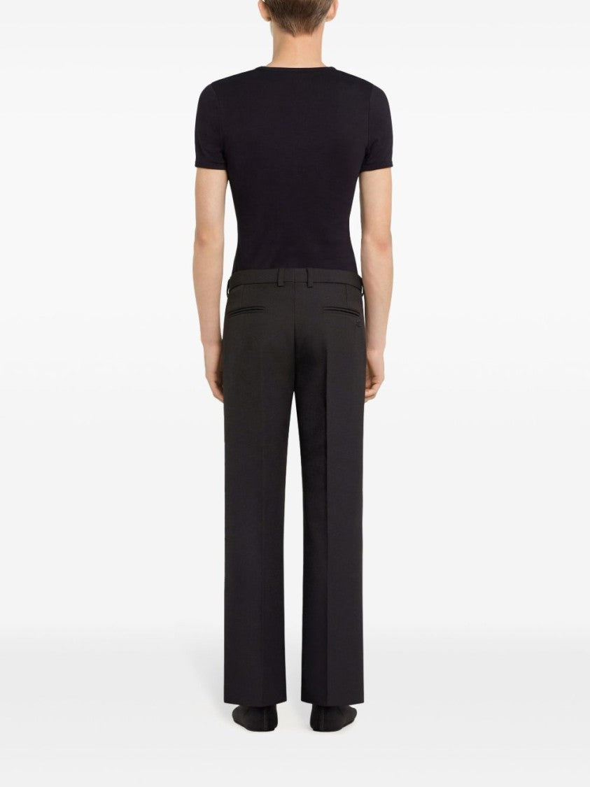 Courrèges Black Crew Neck Embroidered Logo Polo