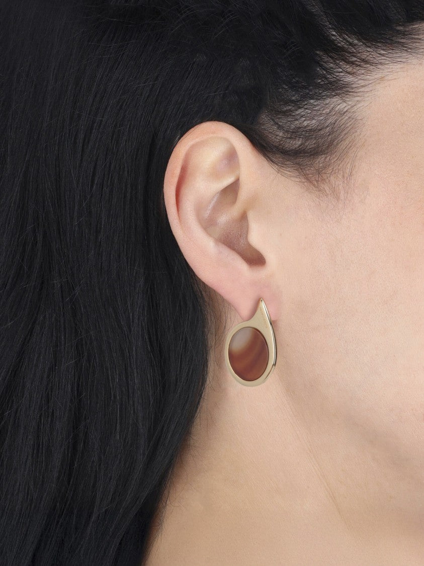 Panconesi Gold Dusk Red Agate Teardrop Earrings