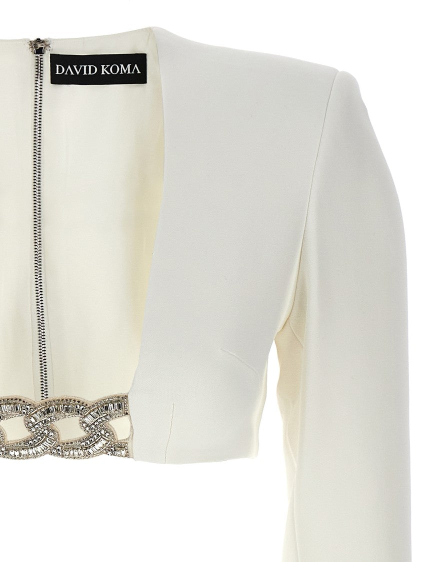 David Koma 3D Crystsal Chain And Square Neck' Top