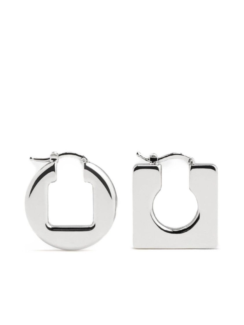 Jacquemus Asymmetrical Silver Earrings With Oval