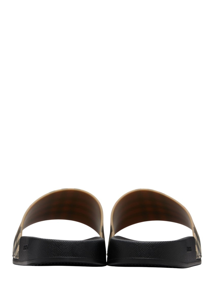 Burberry Beige Strap Sandals With Check Pattern Detail