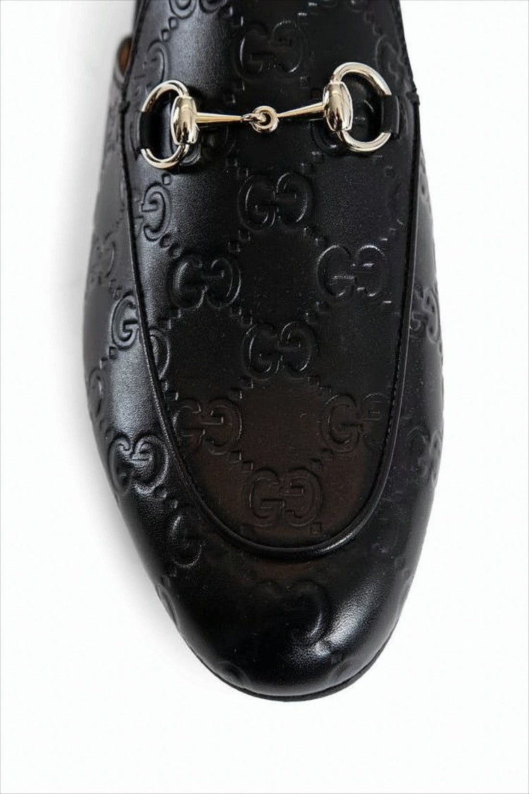 Gucci Embossed Leather Slip-On Mules