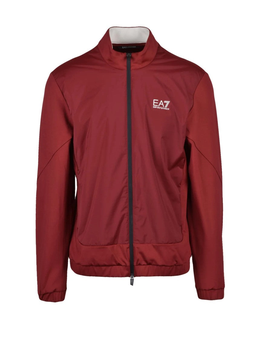 Ea7 Emporio Armani Red Lycra Polyamide Elastane Zip Sweatshirt