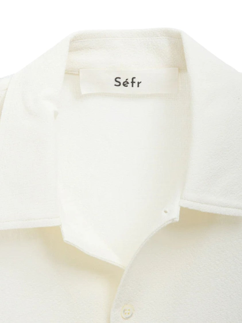Séfr Relaxed Fit White Shirt With Classic Collar And Textured Finish