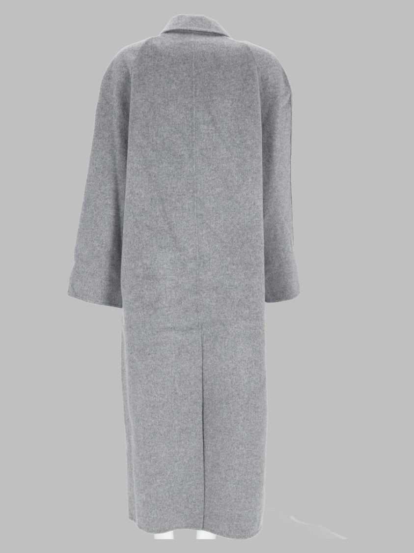 Loulou De Saison Grey Wool-Cashmere Mid-Length Trench Coat