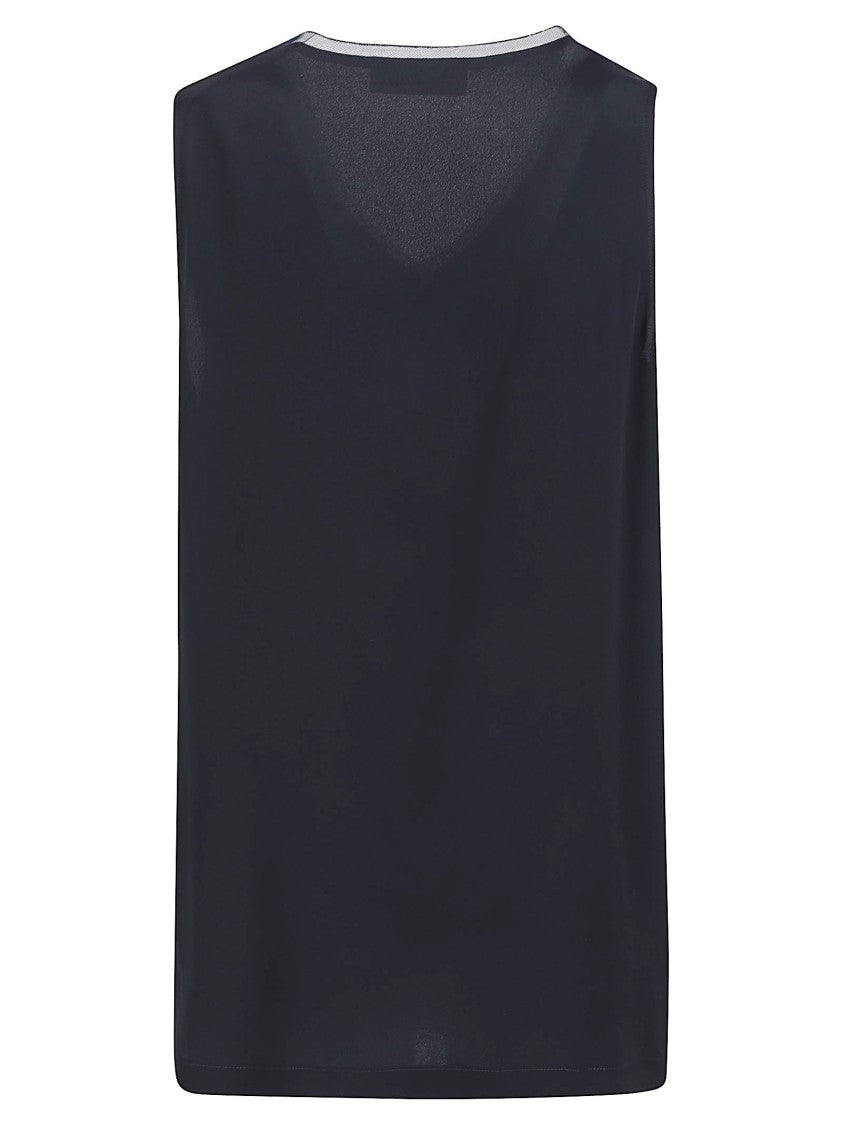Fabiana Filippi Sleeveless V-Neck Tank With Subtle Sheen
