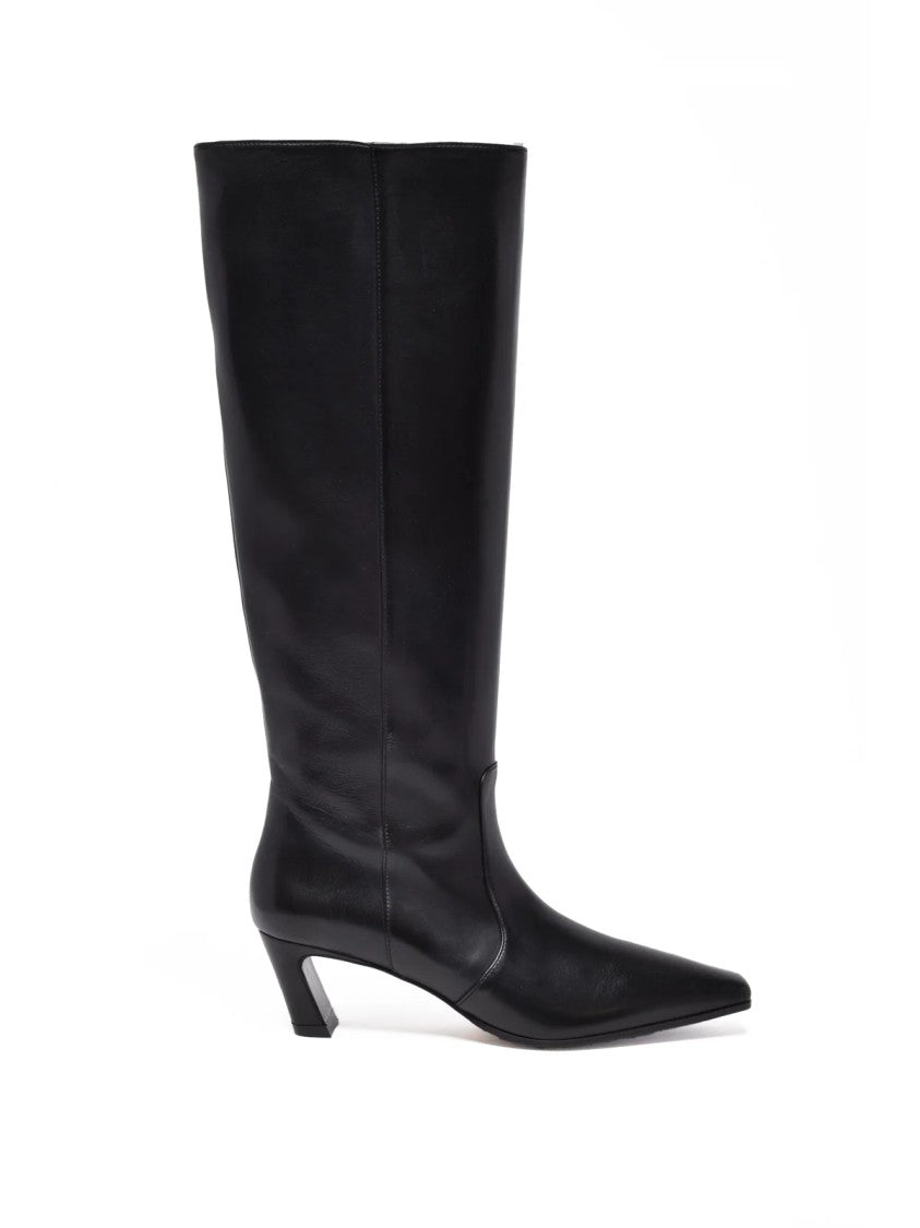 Stuart Weitzman Black Leather Pointed Boots