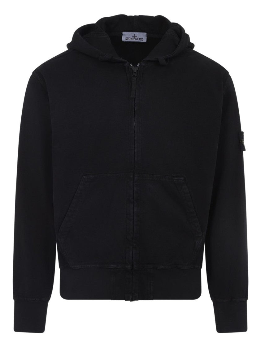 Stone Island Organic Cotton Zip-Up Hoodie With Logo Badge