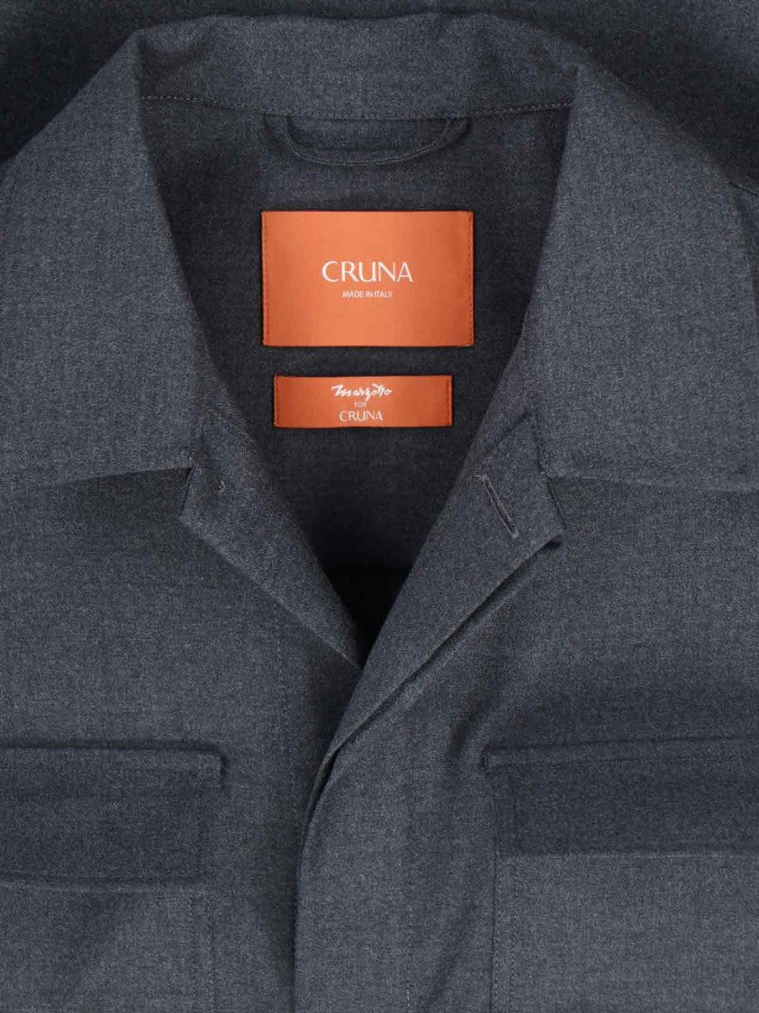 Cruna Structured Grey Virgin Wool Shirt Jacket