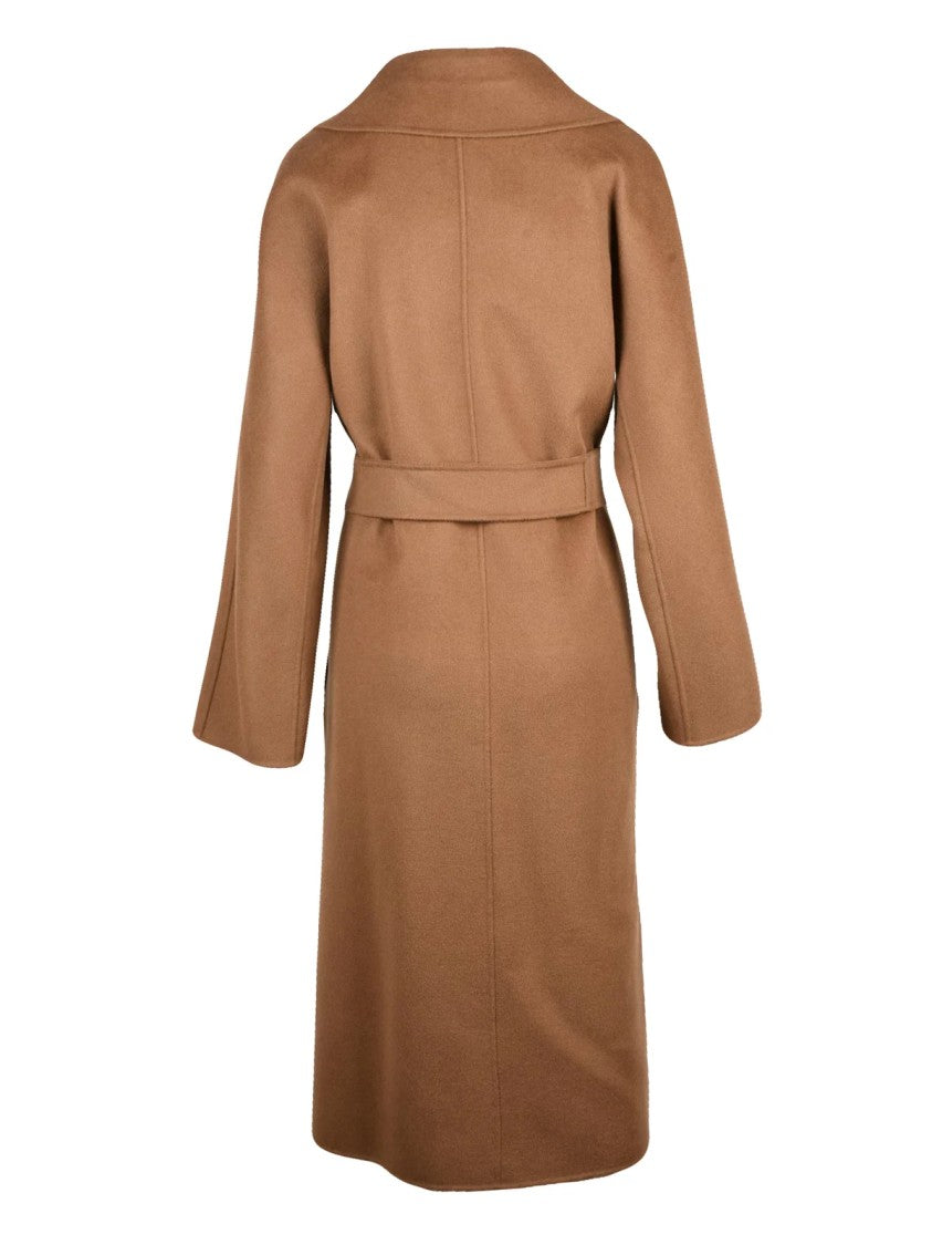 Max Mara Brown Virgin Wool-Blend Belted Cles Coat
