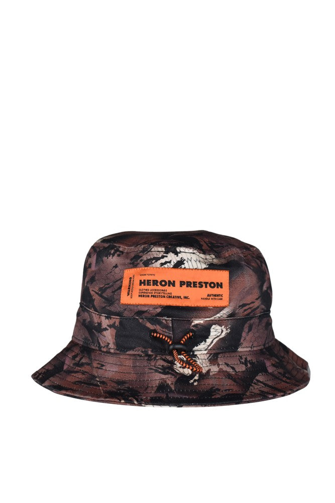 Heron Preston Camouflage Bucket Hat With Contrasting Logo Detail