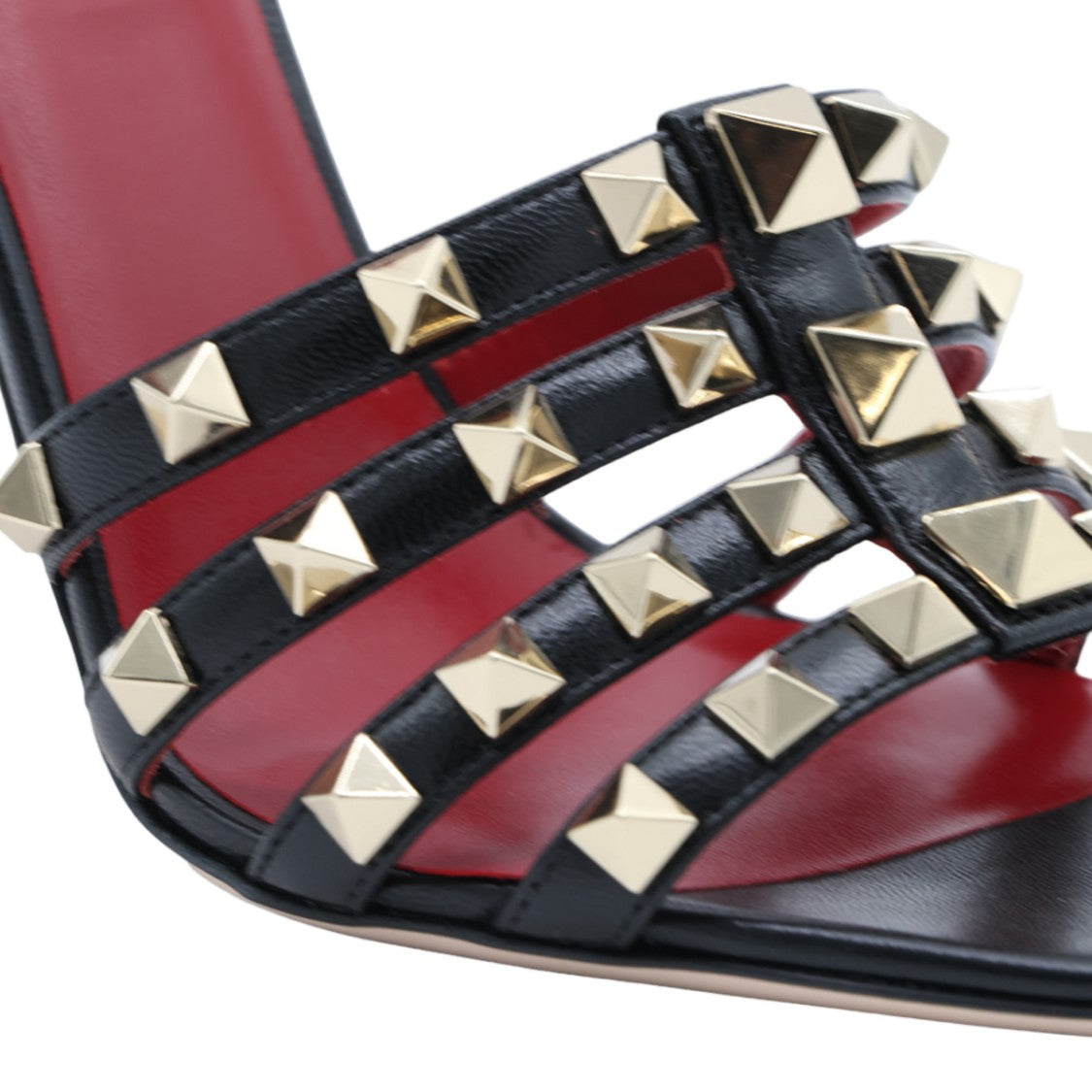 Valentino Garavani High-Heeled Sandals With Gold Pyramid Studs And Ankle Strap