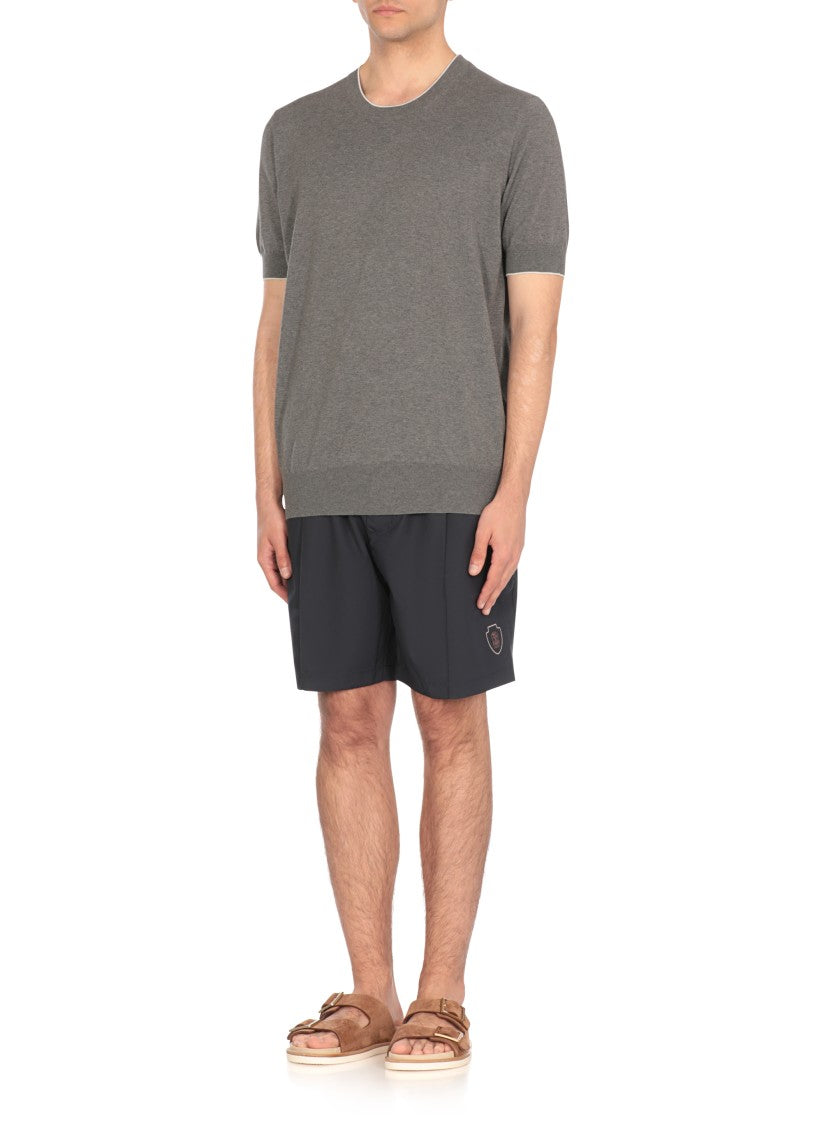 Brunello Cucinelli Grey Cotton Knit Top