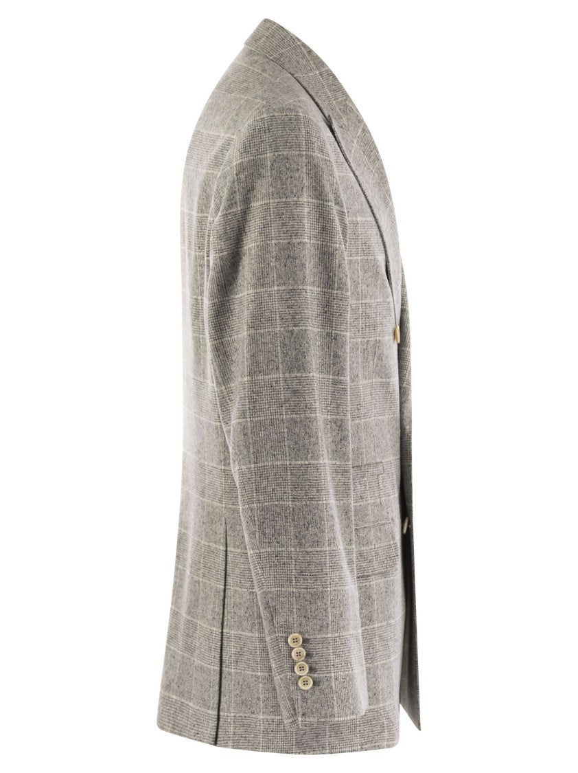 Brunello Cucinelli One-And-A-Half-Breasted Deconstructed Jacket In Prince Of Wales