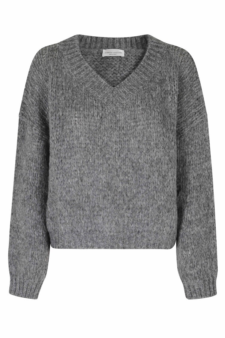Roberto Collina V-Neck Knit Sweater With Ribbed Trim And Relaxed Fit