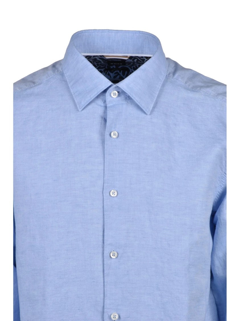 Boss Linen Cotton Shirt - Light Blue
