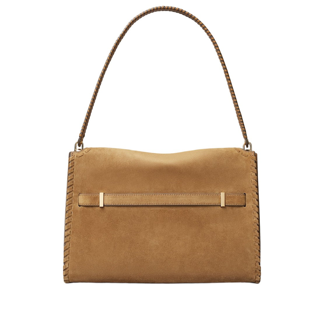 Tory Burch Structured Suede Leather Bag With Buckle Closure