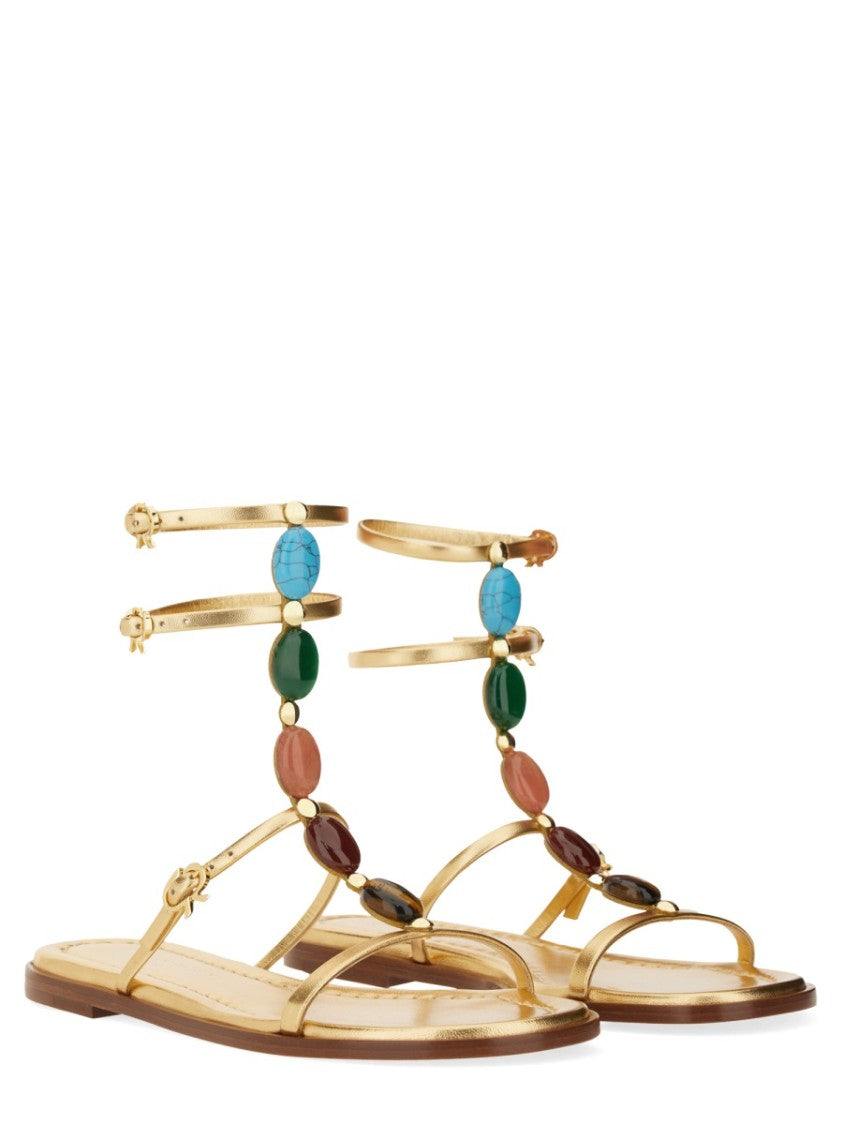 Gianvito Rossi Shanti 05 Flat Stone Sandals