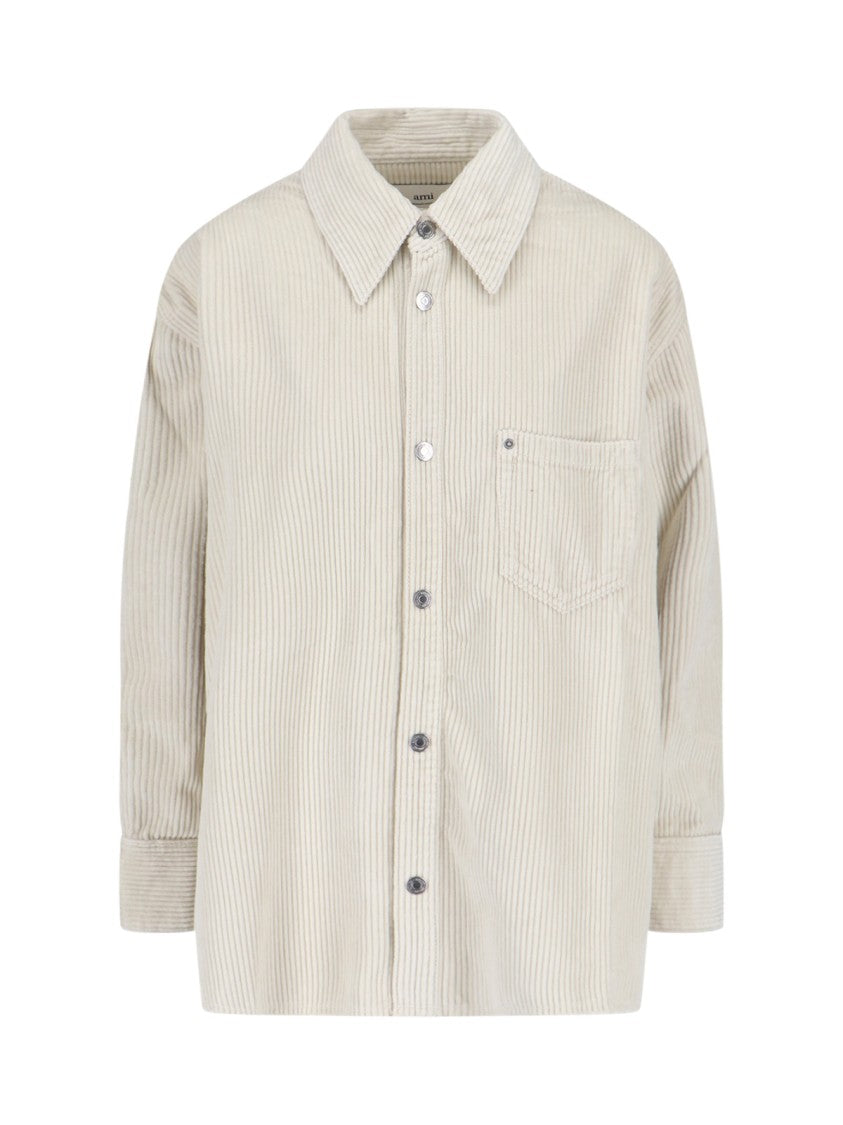 Ami Paris Corduroy Shirt – White