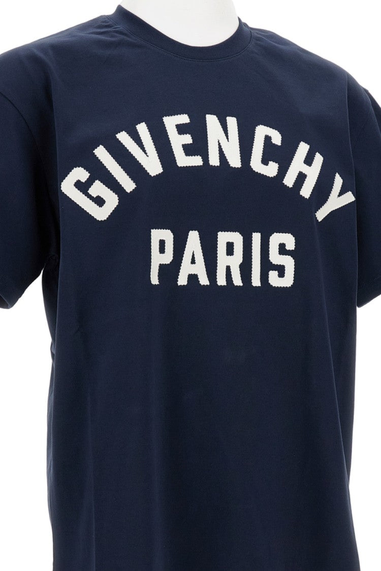 Givenchy Crew Neck Cotton T-Shirt With Bold Front Embroidery