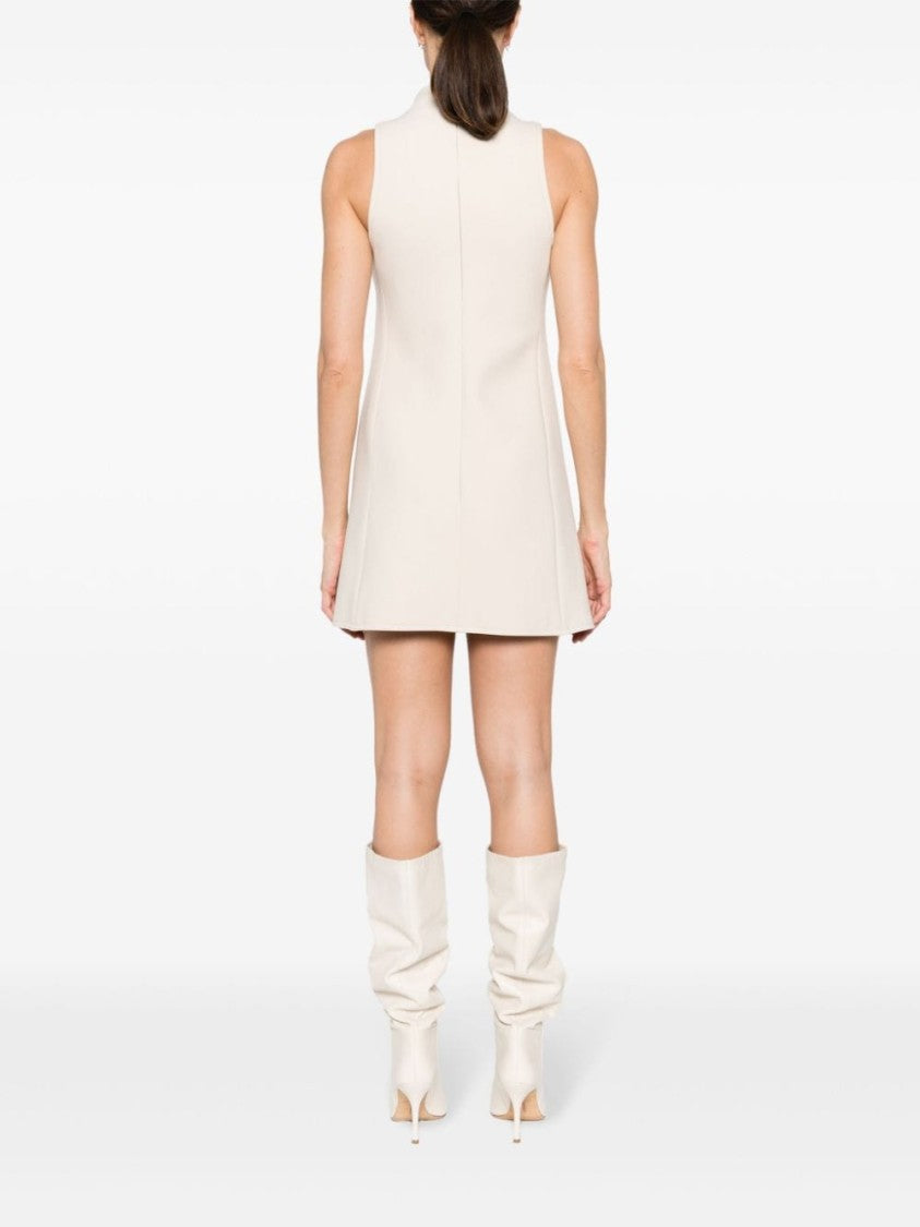 Courrèges Sand Beige Wool Blend Cut-Out Trapeze Dress