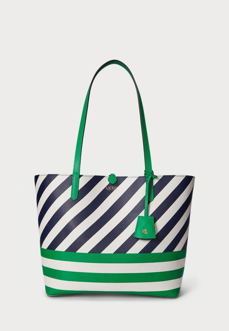 Lauren Ralph Lauren Green Reversible Polyurethane Tote Bag
