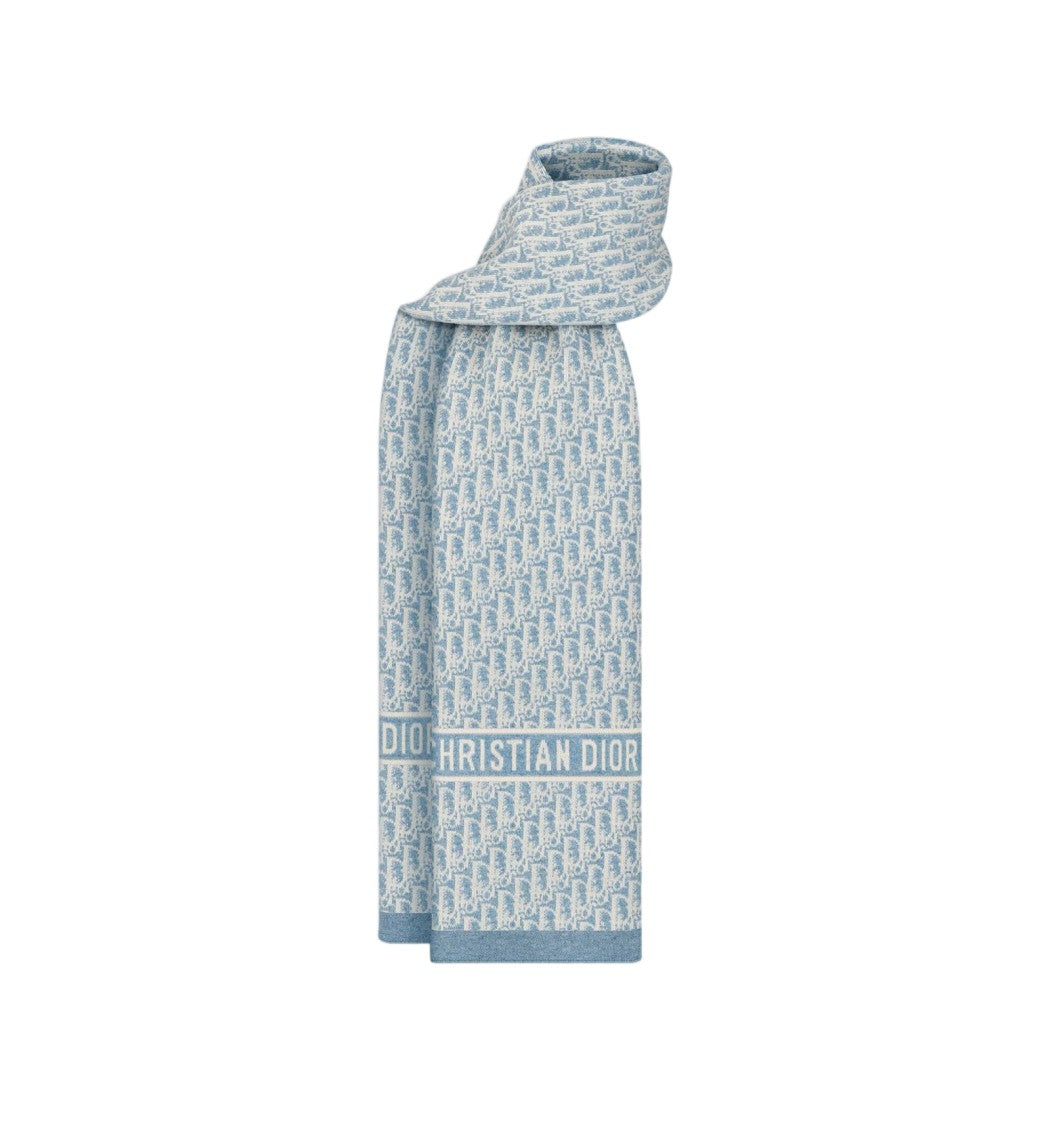 Christian Dior Long Cashmere Jacquard Pattern Scarf