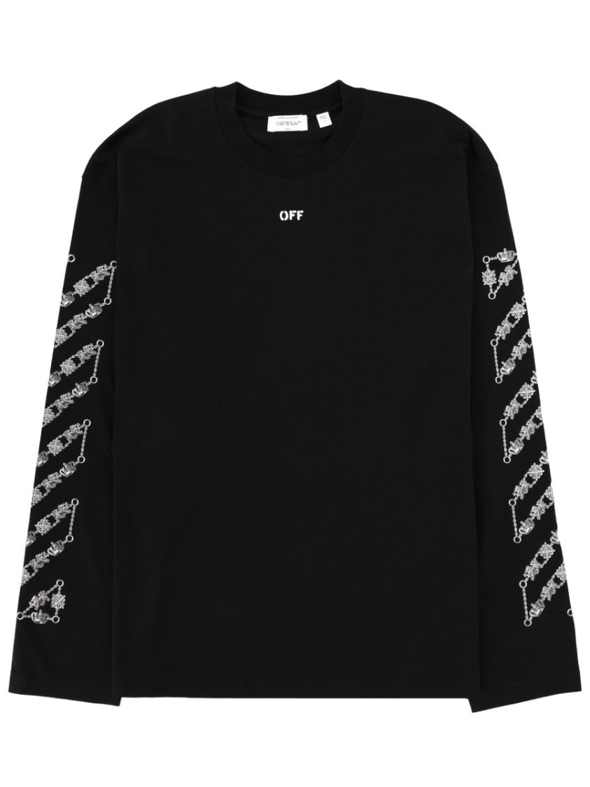 Off-White Black White Chain Arrow Cotton T-Shirt