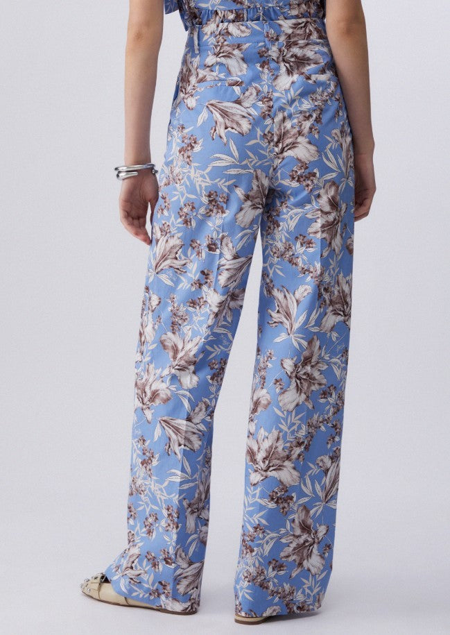 Liu Jo Floral Print Wide-Leg Poplin Trousers