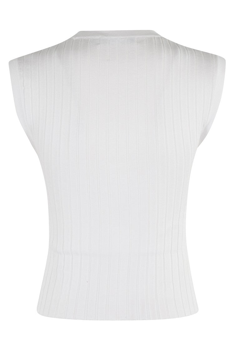 Iro Sleeveless Top With Intricate Woven Cut-Out Design