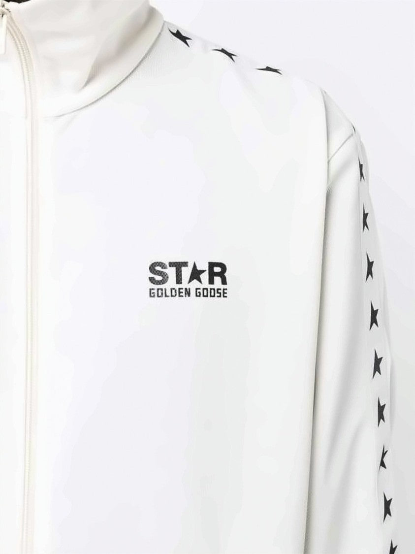 Golden Goose Track Jacket With Bold Black Star Motifs