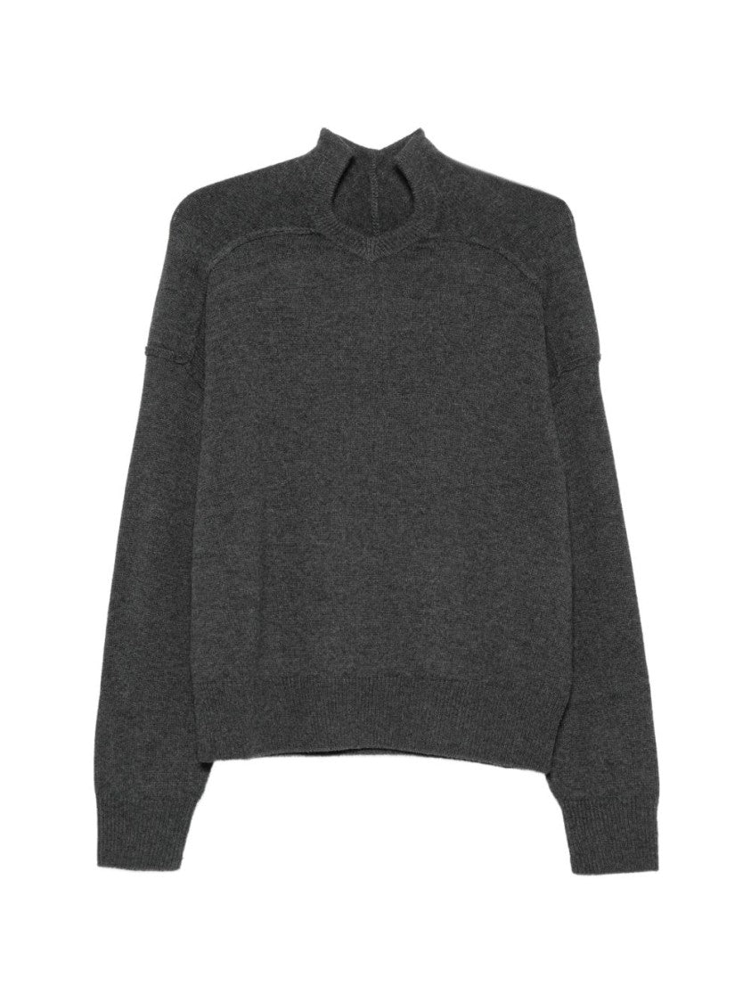 Coperni High Neck Knit Sweater With Cut-Out Detailing And Logo