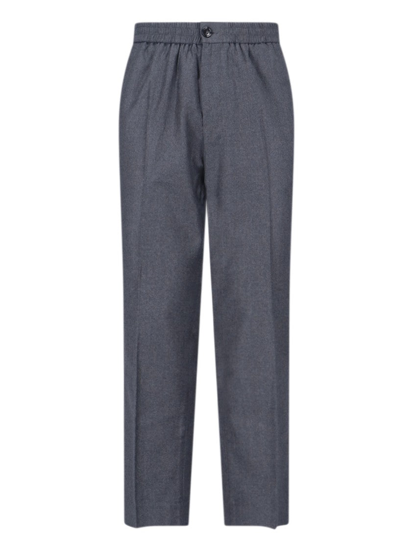 Ami Mid-Rise Grey Virgin Wool Trousers With Tailored Aesthetics