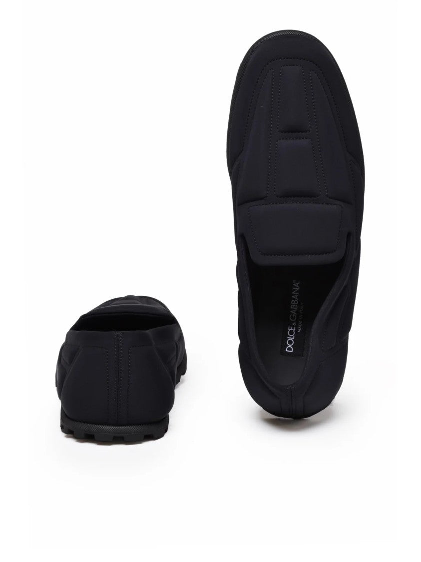 Dolce & Gabbana Black Textured Grip Rubber Neoprene Loafers