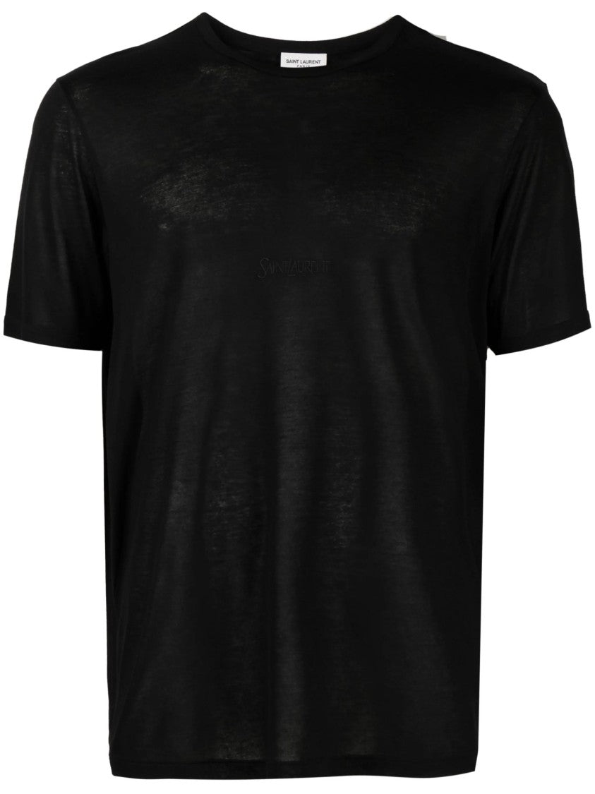 Saint Laurent Black Viscose Crew Neck T-Shirt