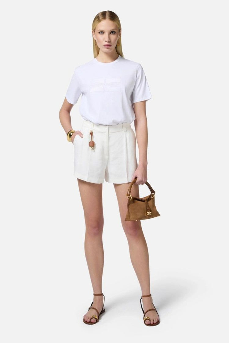 Elisabetta Franchi Chalk Cotton Knit Top