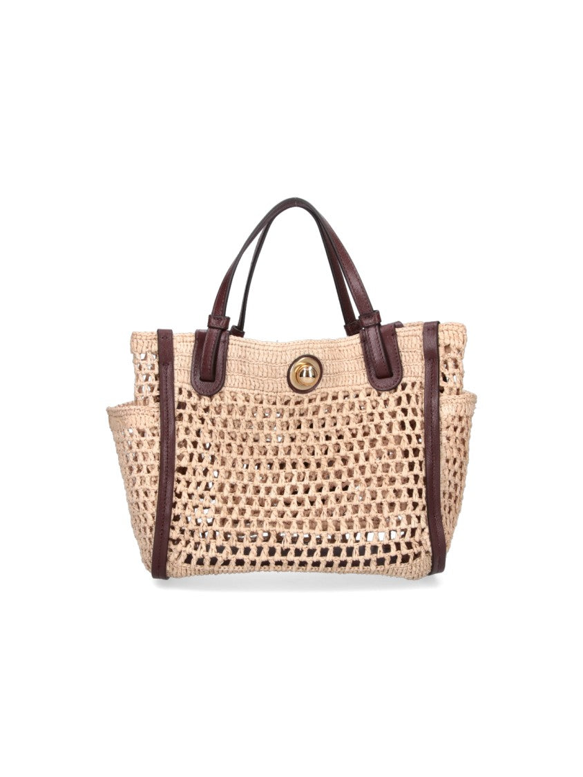 Chloé Open-Weave Crochet Handbag With Leather Accents