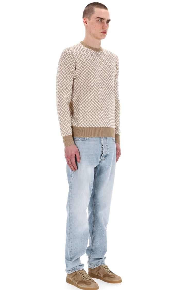 Drumohr Biscottino Cotton-Linen Crewneck Sweater