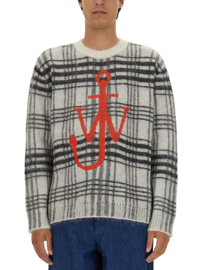 J. W. Anderson Classic Plaid Knit Jersey With Bold Anchor Logo