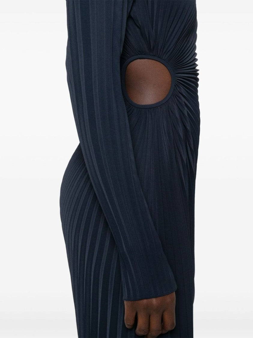 Kenzo Midnight Blue Fully Pleated Pencil Dress