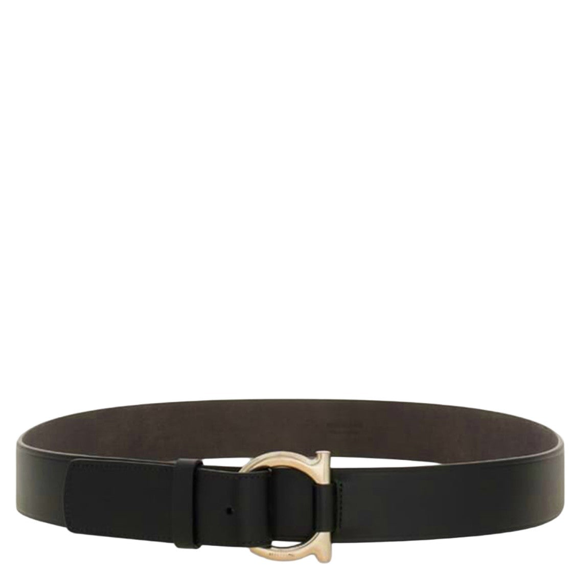 Salvatore Ferragamo Leather Belt With Unique Golden Metal Buckle