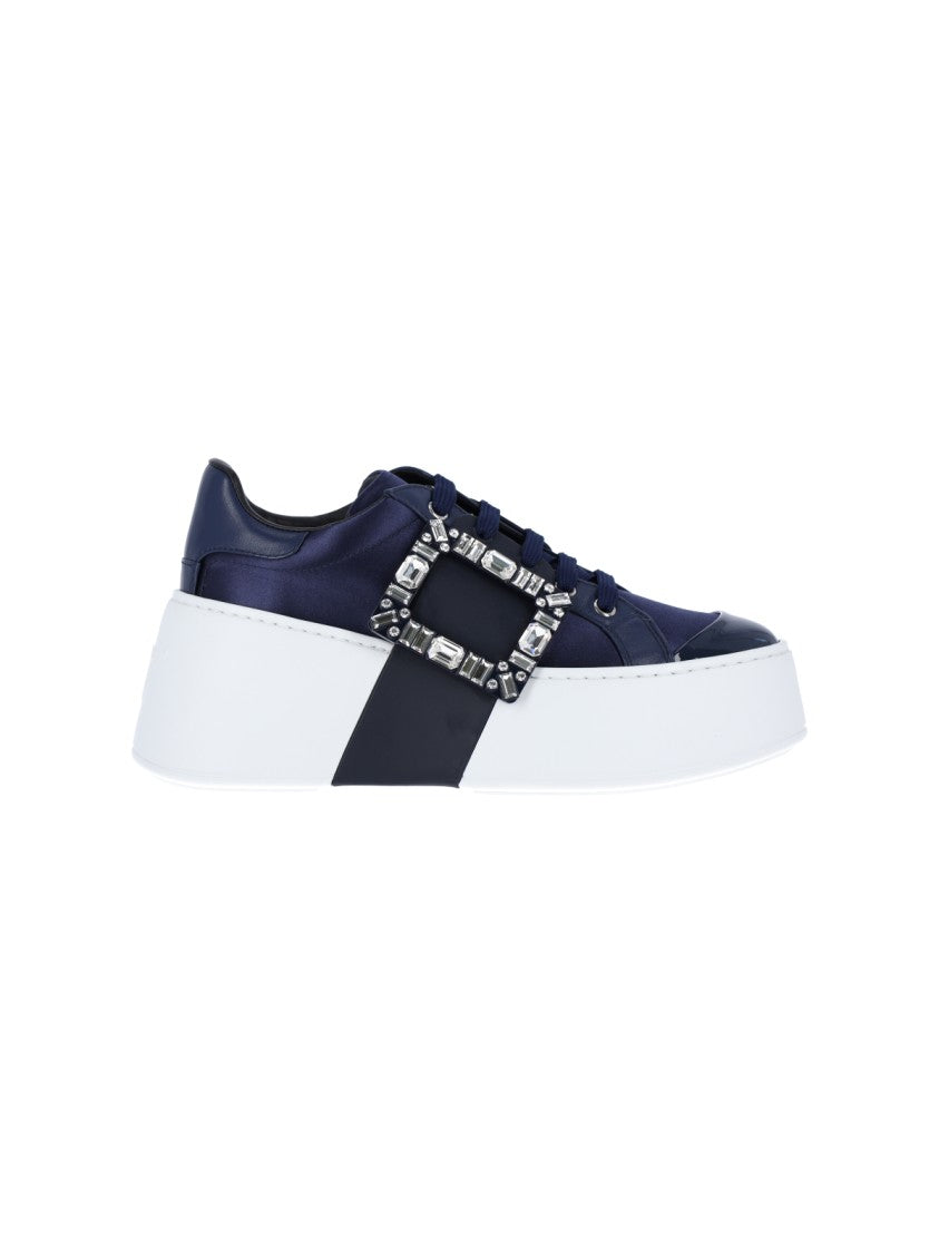 Roger Vivier Blue Viv' Skate Crystal Buckle Platform Sneakers