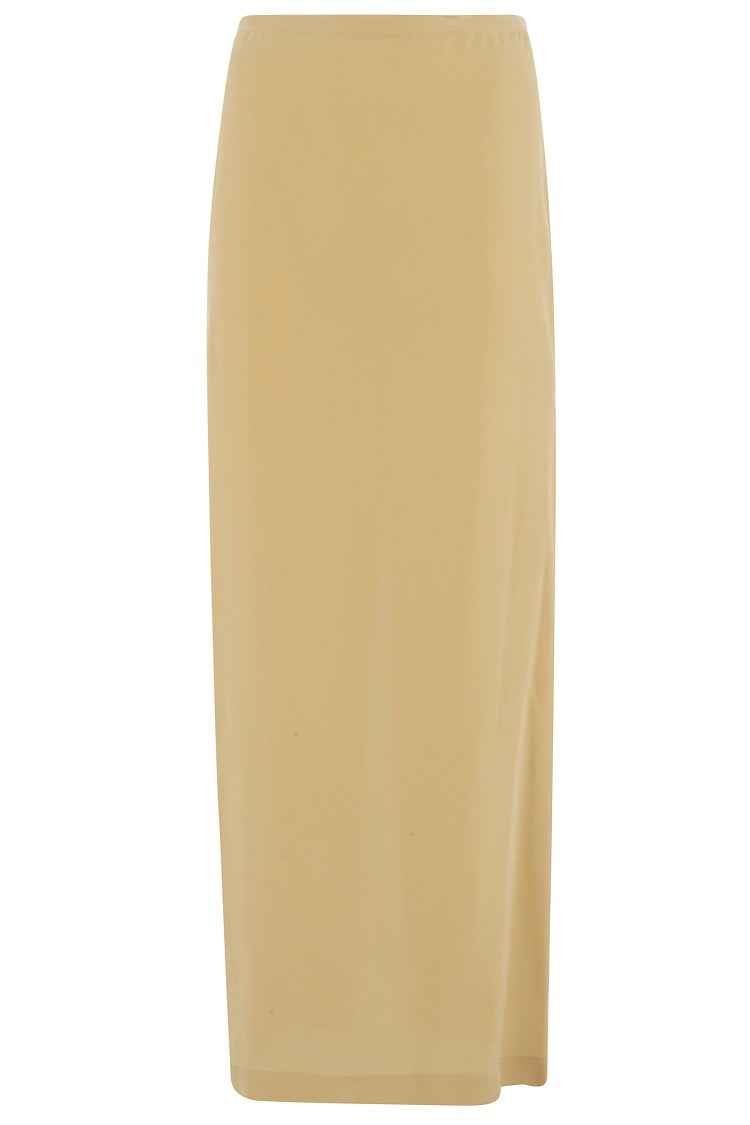 Alysi Silk Midi Skirt With Back Zipper And Front Slit