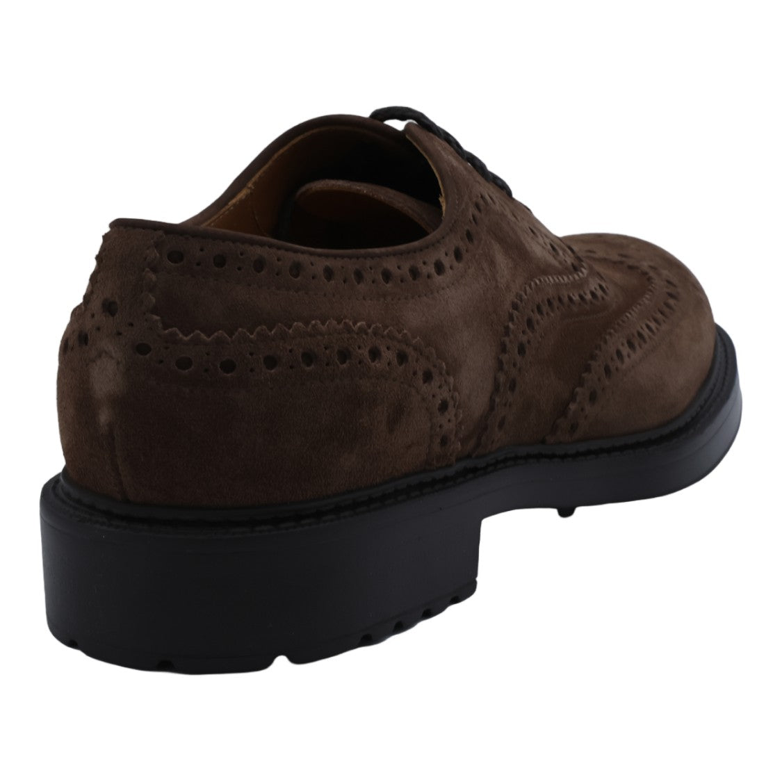 Doucal's Classic Brogue Suede Flat Shoes With Serrated Edges