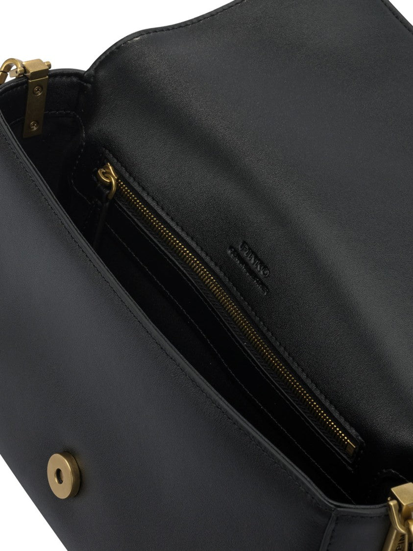 Pinko Black Leather Crossbody Bag