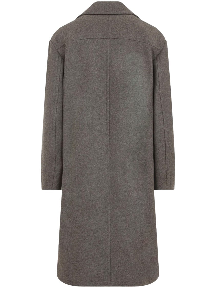 Dries Van Noten Rascott Bis Cropped Double-Breasted Grey Wool Coat