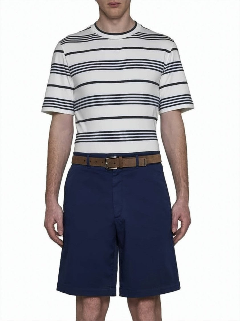 Brunello Cucinelli Tailored Blue Shorts With Flat Front